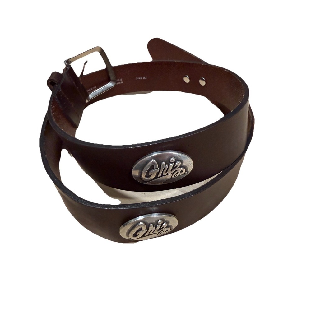 Zep Pro Concho Montana Griz Belt Mens 32 Brown Leather Brass Made In USA